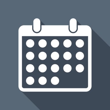 basit takvim simgesini. Uzun Gölge arka plan üzerinde beyaz düz simgesi