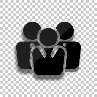 Office insanlar, takım. Saydam arka plan üzerinde yumuşak gölgeli siyah cam kutsal kişilerin resmi