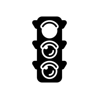 Trafik ışığı simgesi. Durma, kırmızı veya stand iz. Beyaz arka planda siyah