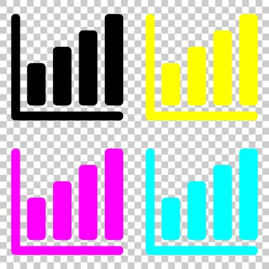 Büyüyen grafik hat simgesi. Cmyk simgeleri şeffaf arka plan üzerinde renkli dizi.