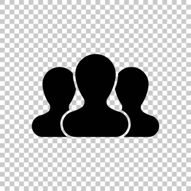 Takım, birkaç kişi. Saydam arka plan üzerinde. Siyah nesne