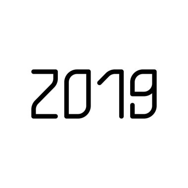 2019 sayı simgesi. Yeni Yılınız Kutlu Olsun. Beyaz arka planda siyah