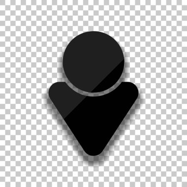 Basit erkek sembolü. Adam simgesi. Saydam arka plan üzerinde yumuşak gölgeli siyah cam kutsal kişilerin resmi