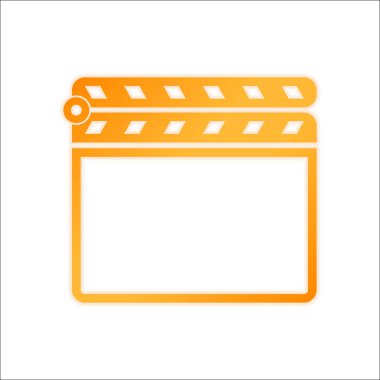 Film bel soğukluğu kurulu sinema kapat simgesini. Portakal işareti beyaz arka plan üzerinde düşük ışık ile