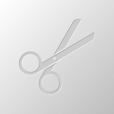 Makas simgesi. Kuaför aracı. Kağıt tasarımı. Düzenlenen sembolü. Çekirdeksiz stili