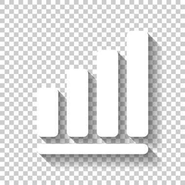 Büyüyen grafik hat simgesi. Gölge şeffaf arka plan üzerinde beyaz simgesi