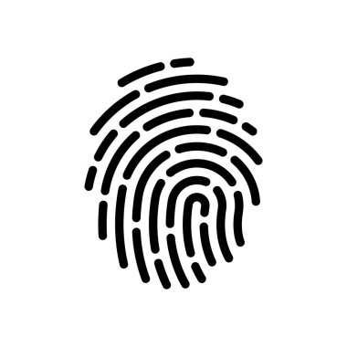 Parmak izi. Logo veya uygulama siyah beyaz arka plan üzerinde basit simgesini