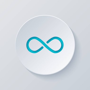 sonsuzluk simgesi, basit simgesi. Gri ve mavi katmanları ile daire kes. Kağıt tarzı