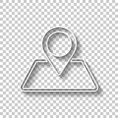 harita üzerinde etiket. basit siluet. Gölge şeffaf arka plan üzerinde beyaz anahat işaretiyle