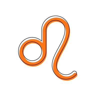 Astrolojik işaret. Leo basit simgesi. İzole simge siyah ince dağılımı ve farklı katmanlarda doldurma taşındı turuncu oluşan. Beyaz arka plan