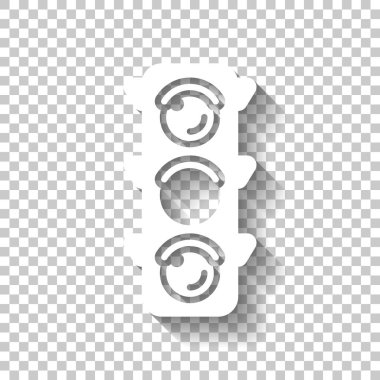 Trafik ışığı simgesi. Bekle, sarı veya hazır iz. Gölge şeffaf arka plan üzerinde beyaz simgesi