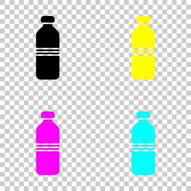 şişe su, basit simgesi. Cmyk simgeleri şeffaf arka plan üzerinde renkli dizi