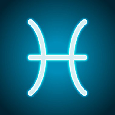 Astrolojik işaret. Balık basit simgesi. Neon tarzı. Işık dekorasyon simgesi. Parlak elektrik sembolü