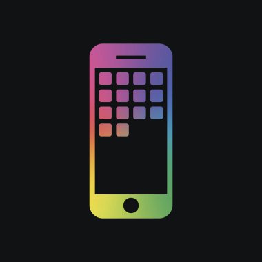 Metin simgesi. Gökkuşağı rengi ve koyu arka plan