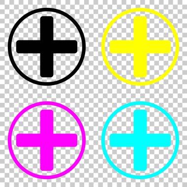 Tıbbi çapraz simgesi. Cmyk simgeleri şeffaf arka plan üzerinde renkli dizi.