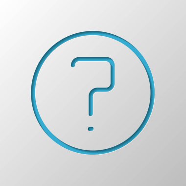 Daire basit bir soru. Doğrusal, ince anahat. Kağıt tasarımı. Gölge ile düzenlenen sembolü