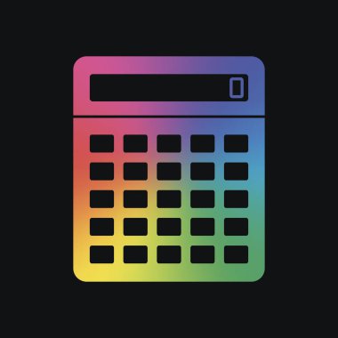 Hesap makinesi simge. Gökkuşağı rengi ve koyu arka plan
