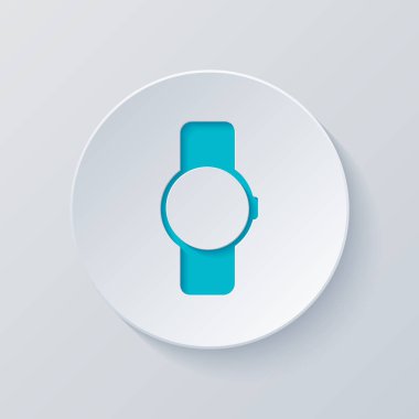 El yuvarlak göstermek akıllı izle. Teknoloji simgesi. Gri ve mavi katmanları ile daire kes. Kağıt tarzı