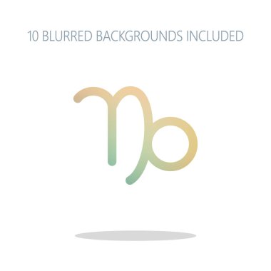 Astrolojik işaret. Oğlak basit simgesi. Basit gölge beyaz renkli logo kavramı. dahil 10 farklı bulanık arka planlar