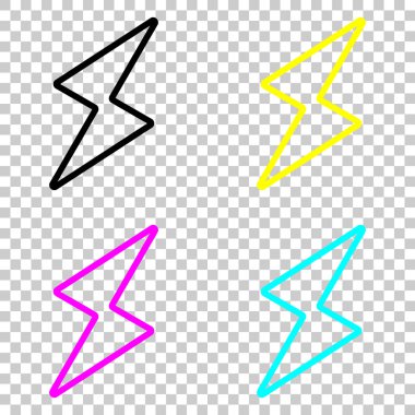 Flash simgesi. Cmyk simgeleri şeffaf arka plan üzerinde renkli dizi.