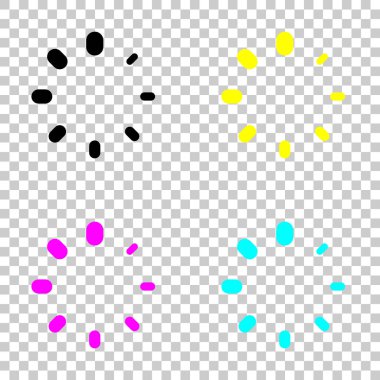 Basit yükleme sembolü. Cmyk simgeleri şeffaf arka plan üzerinde renkli dizi