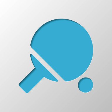 Ping pong simgesi. Kağıt tasarımı. Gölge ile düzenlenen sembolü