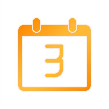 3 günlük, basit simgesi ile takvim. Portakal işareti beyaz arka plan üzerinde düşük ışık ile
