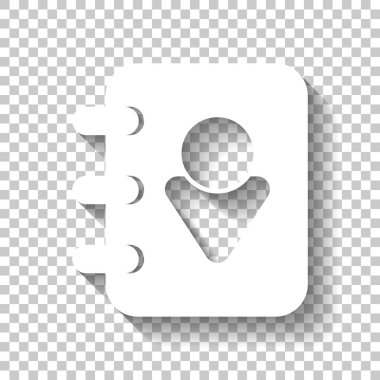 Adres defteri kapak adam simgesi olan. Gölge şeffaf arka plan üzerinde beyaz simgesi