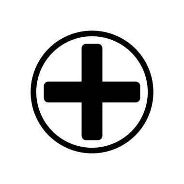 Tıbbi çapraz simgesi. Beyaz arka planda siyah simgesi