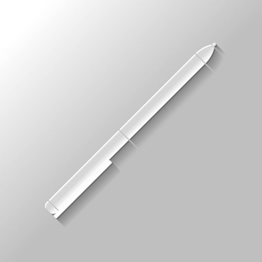 Kalem simgesi. Kağıt tarzı ile gölge gri arka plan üzerinde