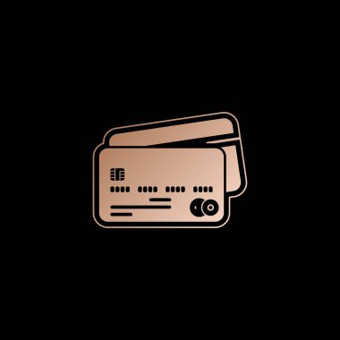 kredi kartı simgesi. Siyah zemin üzerine kırmızı altın tarzı