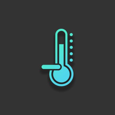 Termometre, soğuk. sıcaklık subzero. Renkli logo kavramı koyu arka plan üzerinde yumuşak gölge ile. Masmavi okyanus rengini simgesi