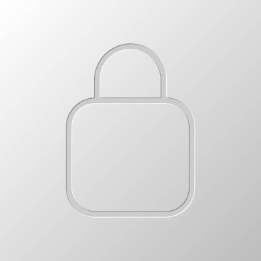 Basit kilit simgesi. Doğrusal sembol, ince anahat. Kağıt tasarımı. Düzenlenen sembolü. Çekirdeksiz stili