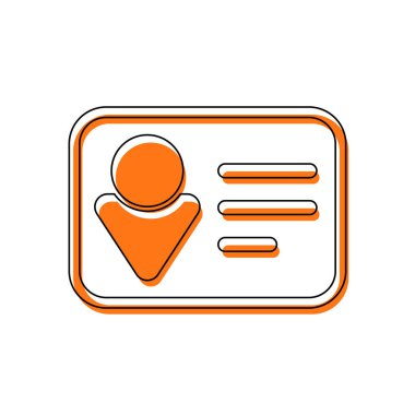 Kimlik kartı simgesi. Doğrusal tarzı. İzole simge siyah ince dağılımı ve farklı katmanlarda doldurma taşındı turuncu oluşan. Beyaz arka plan