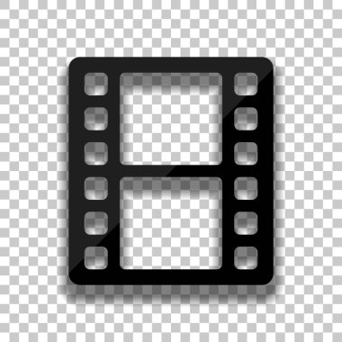 Film şeridi. basit siluet. Saydam arka plan üzerinde yumuşak gölgeli siyah cam kutsal kişilerin resmi