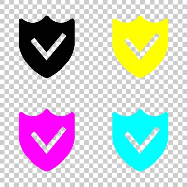 koruma başarı. basit simgesi. Cmyk simgeleri şeffaf arka plan üzerinde renkli dizi