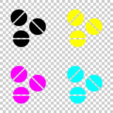 Hapları veya vitamin. Basit simgesi. Cmyk simgeleri şeffaf arka plan üzerinde renkli dizi