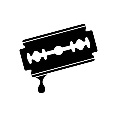 damla kan ile bıçak. basit siluet. Beyaz arka planda siyah simgesi