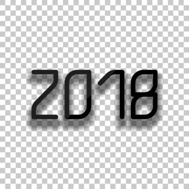 2018 sayı simgesi. Yeni Yılınız Kutlu Olsun. Saydam arka plan üzerinde yumuşak gölgeli siyah cam kutsal kişilerin resmi