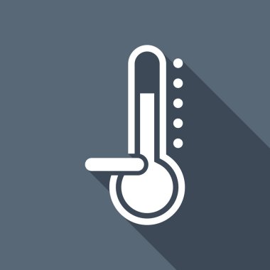 Termometre, soğuk. sıcaklık subzero. Uzun Gölge arka plan üzerinde beyaz düz simgesi