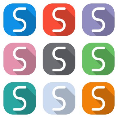 Sayı beş, sayısal, basit mektup. Beyaz simgeleri uygulamalar için renkli kareler olarak ayarlayın. Sorunsuz imkanı ve desen poster için