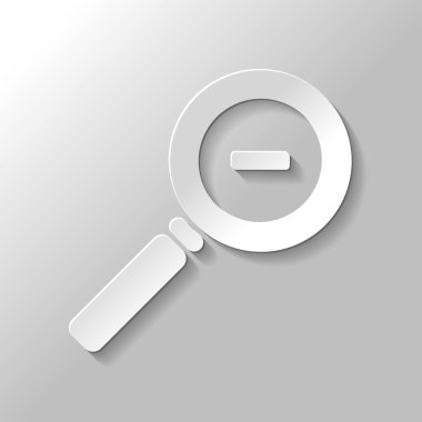 Simge zoom. Kağıt tarzı ile gölge gri arka plan üzerinde