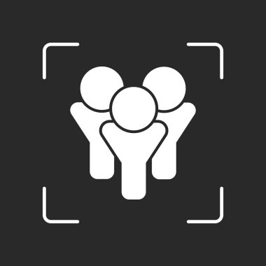 Takım Grup simgesi. Beyaz nesne kamera otomatik odaklama koyu arka plan üzerinde