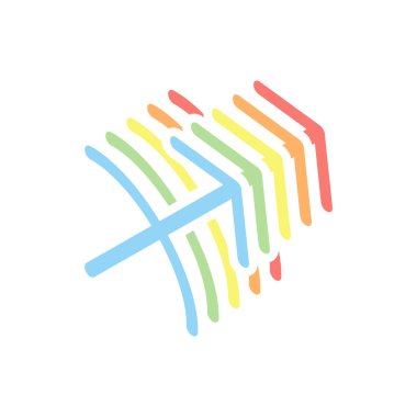 Astrolojik işaret. Yay basit simgesi. Beyaz arka plan üzerinde renkli izometrik simgeler yığını