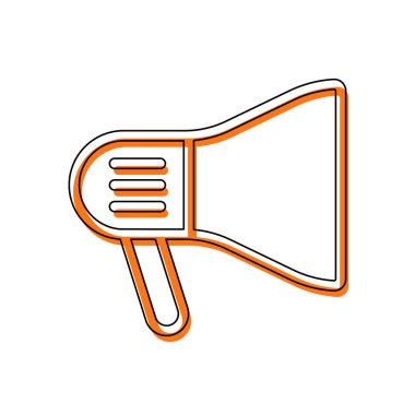 Ağızlık simgesi. İzole simge siyah ince dağılımı ve farklı katmanlarda doldurma taşındı turuncu oluşan. Beyaz arka plan