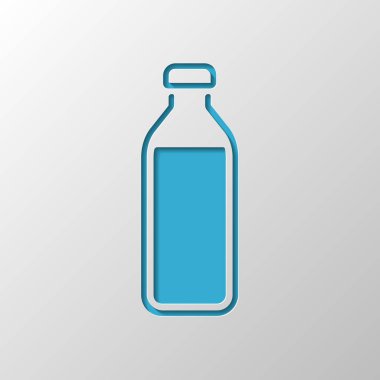 şişe su, basit simgesi. Kağıt tasarımı. Gölge ile düzenlenen sembolü