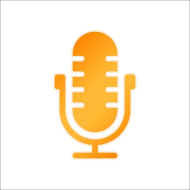Basit mikrofon simgesi. Portakal işareti beyaz arka plan üzerinde düşük ışık ile