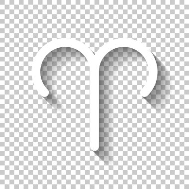 Astrolojik işaret. Koç basit simgesi. Gölge şeffaf arka plan üzerinde beyaz simgesi