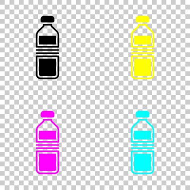 şişe su, basit simgesi. Cmyk simgeleri şeffaf arka plan üzerinde renkli dizi