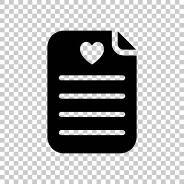 Tıbbi geçmişi veya rapor. En sevdiğiniz metin. Kağıt ve kalp. Saydam arka plan üzerinde.